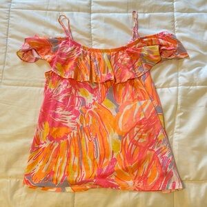 Lily Pulitzer tank top with flutter sleeves
